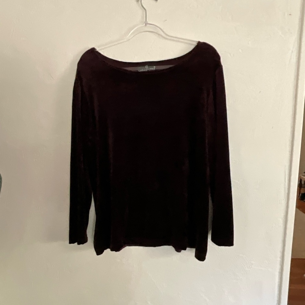 Carole Little Purple Velvet Long Sleeve Top Size 14